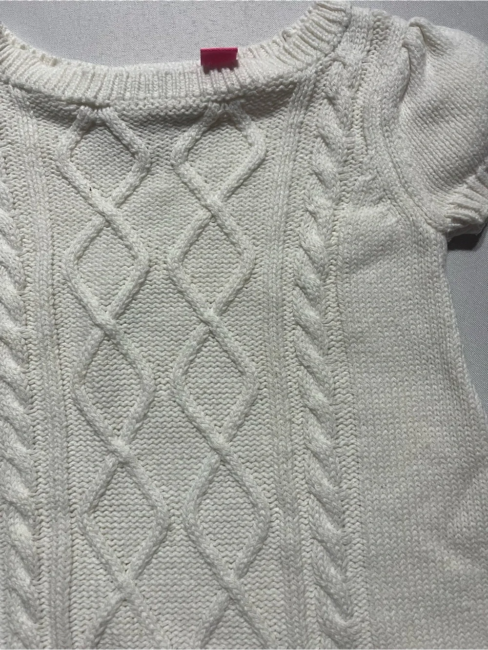 Children’s Place Toddler Girls' 2T Cream Cable-Knit Short Sleeve Sweater Dress - Picture 2 of 5